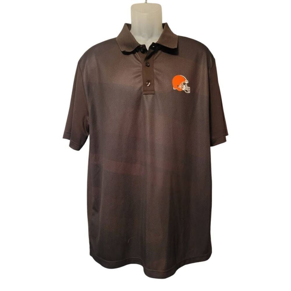 NFL Apparel Cleveland Browns Polo Shirt Mens Extra Large Brown Cool Short Sleeve